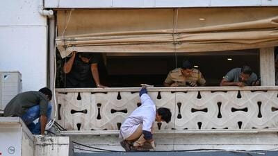 Forensic experts at the scene of the firing. (HT PHOTO) Forensic experts at the scene of the firing. (HT PHOTO)