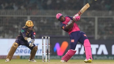 Powell however started RR's resurgence in the run chase by smashing 26 in 13 balls. (AP) Powell however started RR's resurgence in the run chase by smashing 26 in 13 balls. (AP)