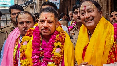 Businessman Robert Vadra, husband of Congress leader Priyanka Gandhi Vadra, at Banke Bihari Temple, in Vrindavan (PTI) Businessman Robert Vadra, husband of Congress leader Priyanka Gandhi Vadra, at Banke Bihari Temple, in Vrindavan (PTI)