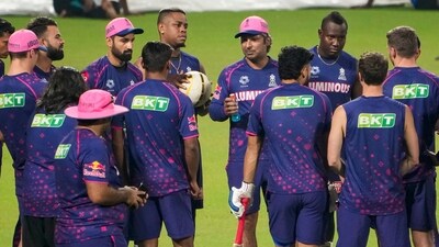 Rajasthan Royals coach Kumar Sangakkara interacts with players during a training session (PTI) Rajasthan Royals coach Kumar Sangakkara interacts with players during a training session (PTI)