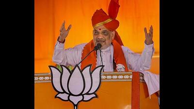 Union home minister Amit Shah addressing a BJP rally ahead of Lok Sabha elections in Jammu, on Tuesday. (PTI Photo) Union home minister Amit Shah addressing a BJP rally ahead of Lok Sabha elections in Jammu, on Tuesday. (PTI Photo)