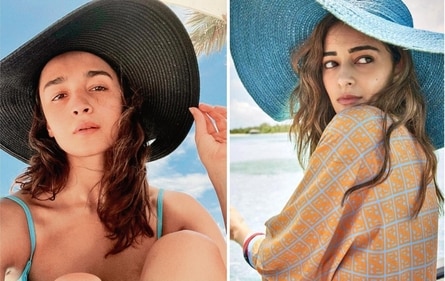 Alia Bhatt and Ananya Panday go for hats that frame their hair in loose waves (Instagram) Alia Bhatt and Ananya Panday go for hats that frame their hair in loose waves (Instagram)