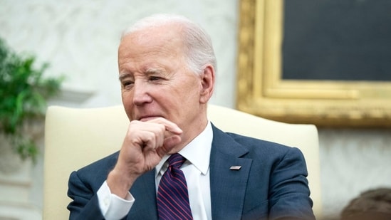 US President Joe Biden during a meeting with Petr Fiala, Czech Republic's prime minister, not pictured, in the Oval Office of the White House in Washington, DC, US, on Monday, April 15, 2024 (Bloomberg)
