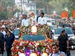 Coimbatore, Mar 18 (ANI): Prime Minister Narendra Modi holds a roadshow in Coimbatore on Monday. Tamil Nadu BJP chief K. Annamalai and Union Minister L. Murugan are seen. (ANI Photo)(Narendra Modi Twitter)