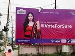 A poster encouraging people to vote in Imphal. (REUTERS) A poster encouraging people to vote in Imphal. (REUTERS)