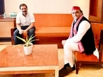 Congress leader Rahul Gandhi and Samajwadi Party President Akhilesh Yadav during a meeting on the sidelines of their joint press conference. Congress leader Rahul Gandhi and Samajwadi Party President Akhilesh Yadav during a meeting on the sidelines of their joint press conference.