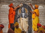 Ram Navami 2024: Priests conducted the "Divya Abhisheka" on Lord Ram Lalla's idol on Wednesday, which resembled pouring milk on the deity.