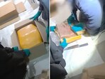 The image shows cocaine in cheese busted by the Lancashire Police. 