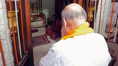 Union Home Minister Amit Shah offers prayers at Shri Ram Temple on the occasion of Ram Navami festival, in Chhindwara. (X/@AmitShah) Union Home Minister Amit Shah offers prayers at Shri Ram Temple on the occasion of Ram Navami festival, in Chhindwara. (X/@AmitShah)