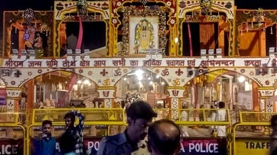 A view of the Shri Ram Janmabhoomi Darsha Marg as devotees arrive to offer prayers on the occasion of Ram Navami, in Ayodhya on Wednesday. (ANI) A view of the Shri Ram Janmabhoomi Darsha Marg as devotees arrive to offer prayers on the occasion of Ram Navami, in Ayodhya on Wednesday. (ANI)