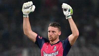 Jos Buttler's rare animated celebration says it all. (AFP) Jos Buttler's rare animated celebration says it all. (AFP)