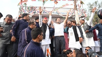 Congress leader Rahul Gandhi and SP chief Akhilesh Yadav during Congress’s Bharat Jodo Nyay Yatra in Agra. (Sourced) Congress leader Rahul Gandhi and SP chief Akhilesh Yadav during Congress’s Bharat Jodo Nyay Yatra in Agra. (Sourced)