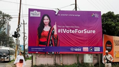 A poster encouraging people to vote in Imphal. (REUTERS)