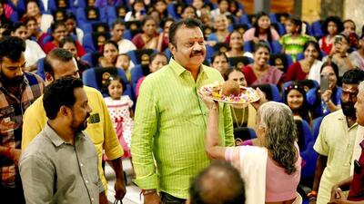 National Democratic Alliance (NDA) candidate from Thrissur Parliamentary Constituency Suresh Gopi being welcomed during his election campaign for the upcoming Lok Sabha polls at Thrissur district. (PTI)
