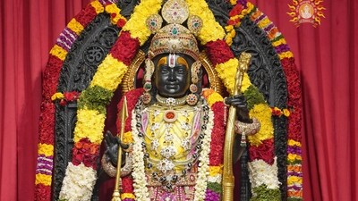 Ayodhya: Idol of Ram Lalla at the Ram Temple on the occasion of 'Ram Navami' festival, (PTI Photo) (PTI)