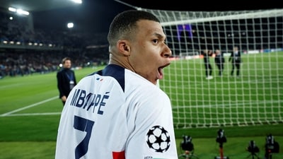 Paris St Germain's Kylian Mbappe celebrates (REUTERS)