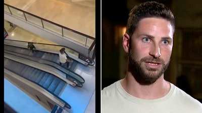 The image shows Frenchman Damien Guerot, who confronted the Sydney Mall attacker. (Screengrab, AP) The image shows Frenchman Damien Guerot, who confronted the Sydney Mall attacker. (Screengrab, AP)