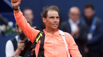 Spain's Rafael Nadal reacts after losing his round of 32 match against Australia's Alex de Minaur (REUTERS)
