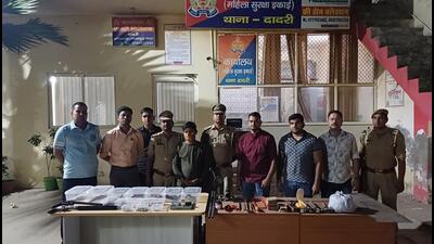 The main suspect is a resident of a village in Dadri locality, he allegedly also operated a gang to rob people and used to sell illegal firearms for ₹7,000 to 8,000. (HT Photo) The main suspect is a resident of a village in Dadri locality, he allegedly also operated a gang to rob people and used to sell illegal firearms for ₹7,000 to 8,000. (HT Photo)