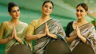 Crew: Kriti Sanon, Tabu and Kareena Kapoor were seen together for the first time in the film. Crew: Kriti Sanon, Tabu and Kareena Kapoor were seen together for the first time in the film.