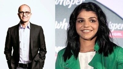 Satya Nadella and Sakshi Malik (File )