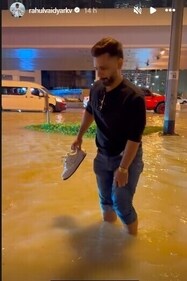 Rahul Vaidya in Dubai rains Rahul Vaidya in Dubai rains