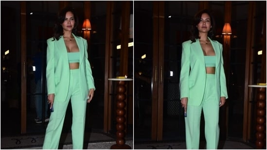 Esha Gupta poses for the paparazzi during an outing in Mumbai. (HT Photo/Varinder Chawla )