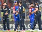 Gujarat Titans' players greet Delhi Capitals' captain Rishabh Pant (2R) after their win. Gujarat Titans' players greet Delhi Capitals' captain Rishabh Pant (2R) after their win.