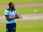 Jofra Archer in action for England. Jofra Archer in action for England.