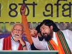 Prime Minister Narendra Modi with Union Minister and BJP candidate Nisith Pramanik during an election campaign rally in Coochbehar.(PTI)