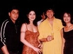 Shah Rukh Khan, Bhavana Panday, Chunky Panday and Gauri Khan in an old picture.