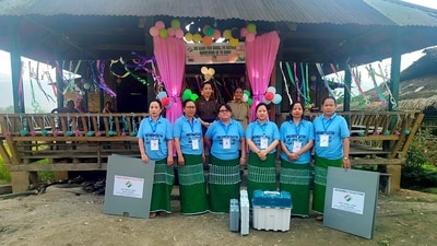 Polling officials seen carrying EVMs and other polling materials at the polling station in Dego Village, West Siang, Arunachal Pradesh. (ANI) Polling officials seen carrying EVMs and other polling materials at the polling station in Dego Village, West Siang, Arunachal Pradesh. (ANI)