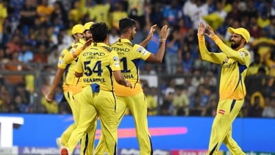 Chennai Super Kings' Matheesha Pathirana celebrates a wicket during their match against Mumbai Indians (ANI ) Chennai Super Kings' Matheesha Pathirana celebrates a wicket during their match against Mumbai Indians (ANI )