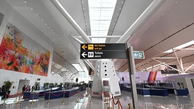 Delhi saw 73.67 million passengers in FY24, shows the data released by GMR Airports and Groupe ADP which has a stake in GMR Airports. (Hindustan Times) Delhi saw 73.67 million passengers in FY24, shows the data released by GMR Airports and Groupe ADP which has a stake in GMR Airports. (Hindustan Times)