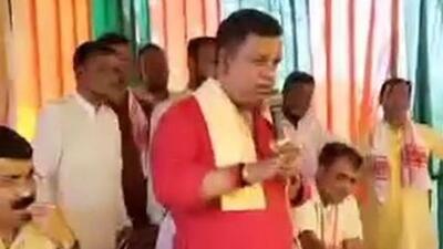 BJP MLA Bijoy Malakar denied that he threatened anyone to vote for the BJP (Videograb) BJP MLA Bijoy Malakar denied that he threatened anyone to vote for the BJP (Videograb)