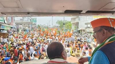 BJP MP Umesh Jadav during a rally. (HT Photo)