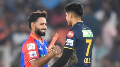Rishabh Pant and Shubman Gill greet each other. (AFP) Rishabh Pant and Shubman Gill greet each other. (AFP)