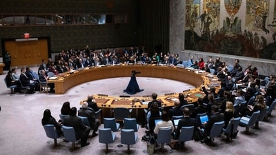 Representatives of member countries take votes during a Security Council meeting at United Nations headquarters. (AP) Representatives of member countries take votes during a Security Council meeting at United Nations headquarters. (AP)