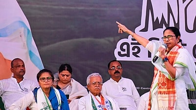 Silchar: West Bengal chief minister and TMC chief, Mamata Banerjee addresses a public meeting. (PTI file photo) Silchar: West Bengal chief minister and TMC chief, Mamata Banerjee addresses a public meeting. (PTI file photo)
