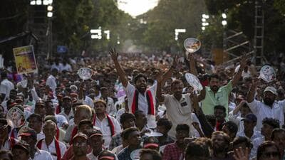 People at an election rally in Chennai, Tamil Nadu on April 17. (AP Photo) People at an election rally in Chennai, Tamil Nadu on April 17. (AP Photo)