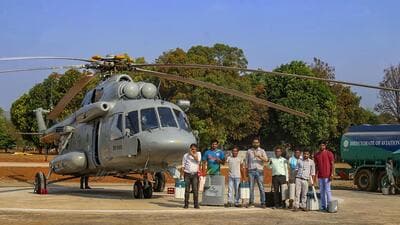 Polling officials with EVMs and other election material leave for poll duty ahead of Lok Sabha elections, in Bastar district, Chhattisgarh. (PTI) Polling officials with EVMs and other election material leave for poll duty ahead of Lok Sabha elections, in Bastar district, Chhattisgarh. (PTI)