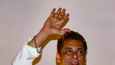 Salman Khan outside his home on Eid. (PTI) Salman Khan outside his home on Eid. (PTI)