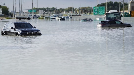The storm, which hit neighbouring Oman on Sunday, pounded the UAE on Tuesday, flooding roads and causing hours-long gridlock as rainwater inundated homes.&nbsp;(AP)