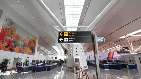 Delhi saw 73.67 million passengers in FY24, shows the data released by GMR Airports and Groupe ADP which has a stake in GMR Airports. (Hindustan Times)
