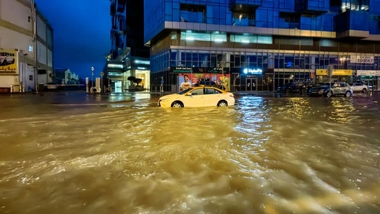 Dubai, the Middle East's financial centre, has been paralysed by the torrential rain that caused floods across the UAE.(AFP)