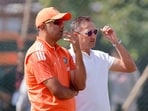 India's coach Rahul Dravid and BCCI chief selector Ajit Agarkar during the Test series against England India's coach Rahul Dravid and BCCI chief selector Ajit Agarkar during the Test series against England