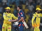 Half-centuries from KL Rahul and Quinton de Kock helped LSG cruise to victory over CSK despite MS Dhoni's late fireworks during the five-time champions' innings. CSK scored 176/6 batting first and LSG chased the target down with an over to spare.&nbsp;(AFP)