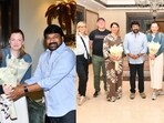 Chiranjeevi with Russian delegates in Hyderabad.