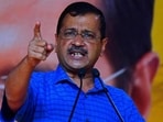 Delhi chief minister Arvind Kejriwal speaks during a public rally in Guwahati on April 2, 2023. (AFP)
