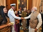 Prime Minister Narendra Modi and Vice Admiral Dinesh Tripathi.
